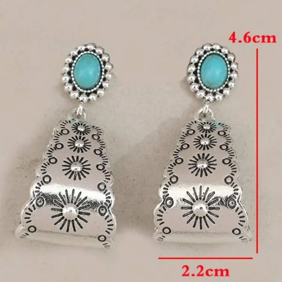 Silver Turquoise Earrings - Picture 4 of 4